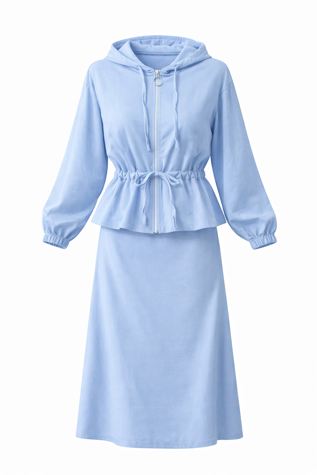 Baby Blue Skirt Hoodie Set