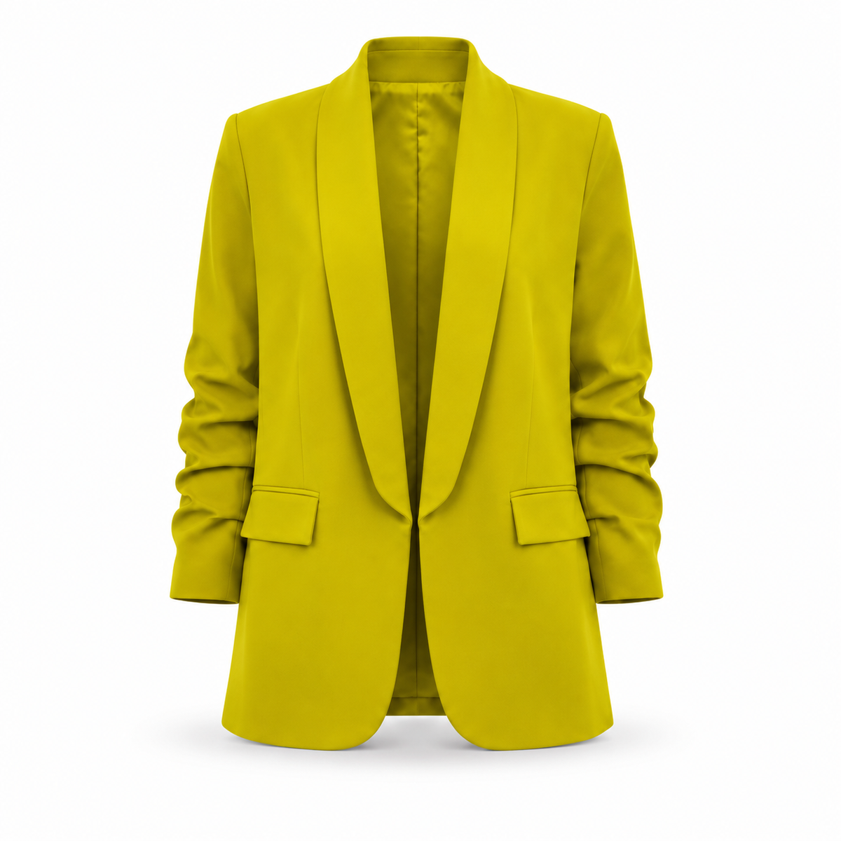 Pistachio Green Rushed Sleeves Blazer