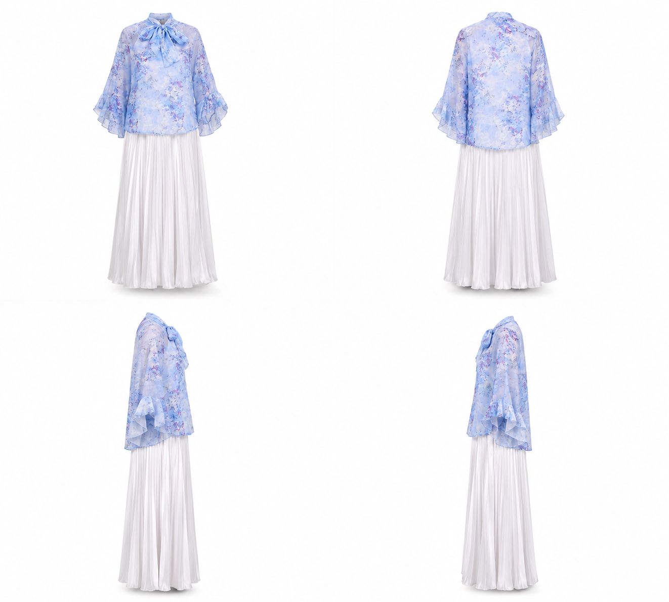 ROSELLE SKIRT SET Baby Blue & White