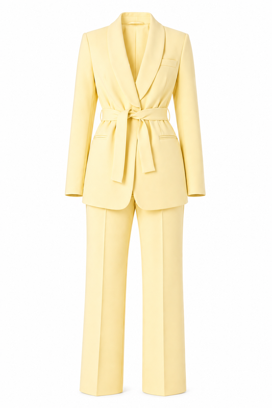 Butter Yellow Classic Crep Blazer Set