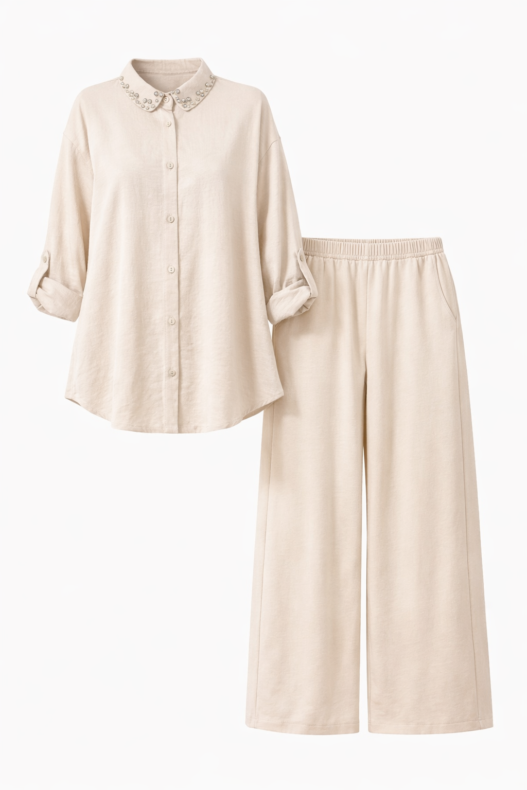 Light Beige Stoned Collar Set