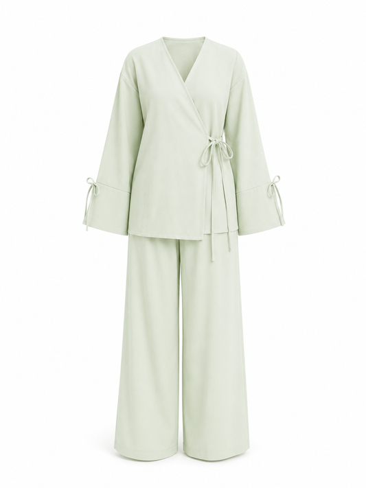 Mint Green Wrap On Linen Set