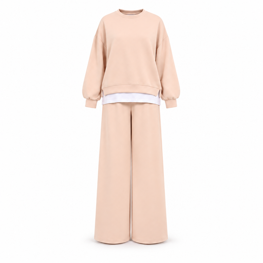 Salmon Pink Cotton Plain Set with Extension