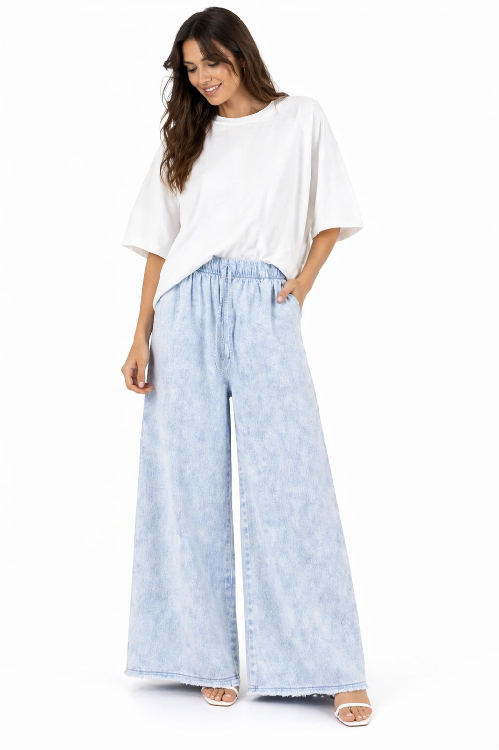 Light Jeans With Elastic Waiste & Pocket / 707 A