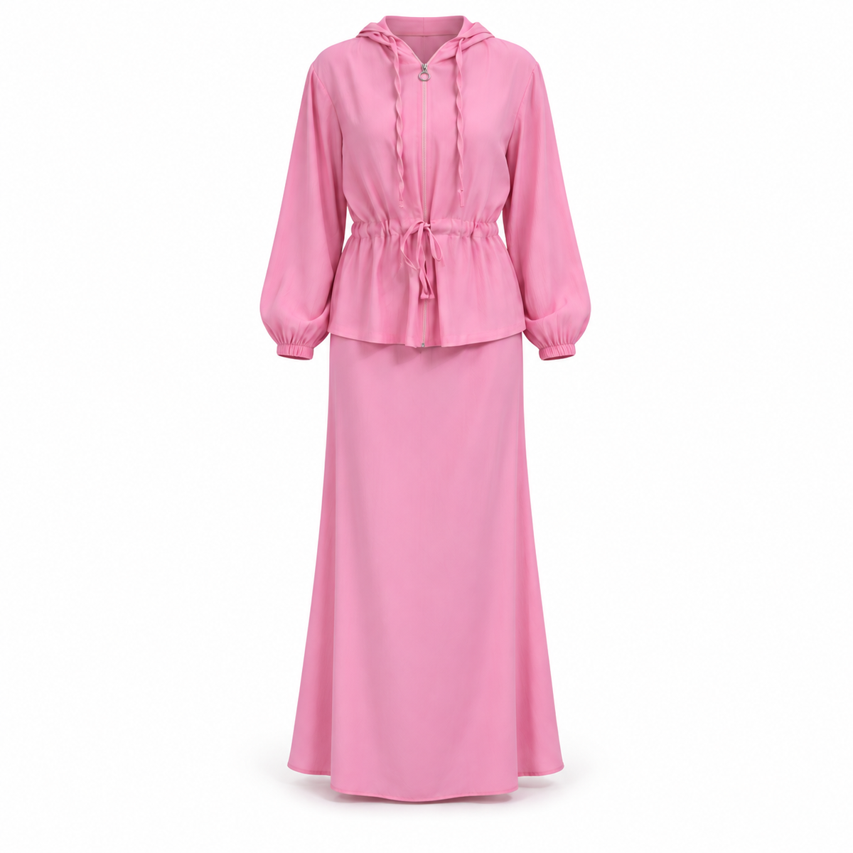 Pink Skirt Hoodie Set