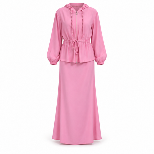 Pink Skirt Hoodie Set