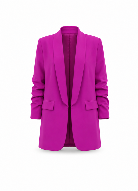 Fuchsia Rushed Sleeves Blazer