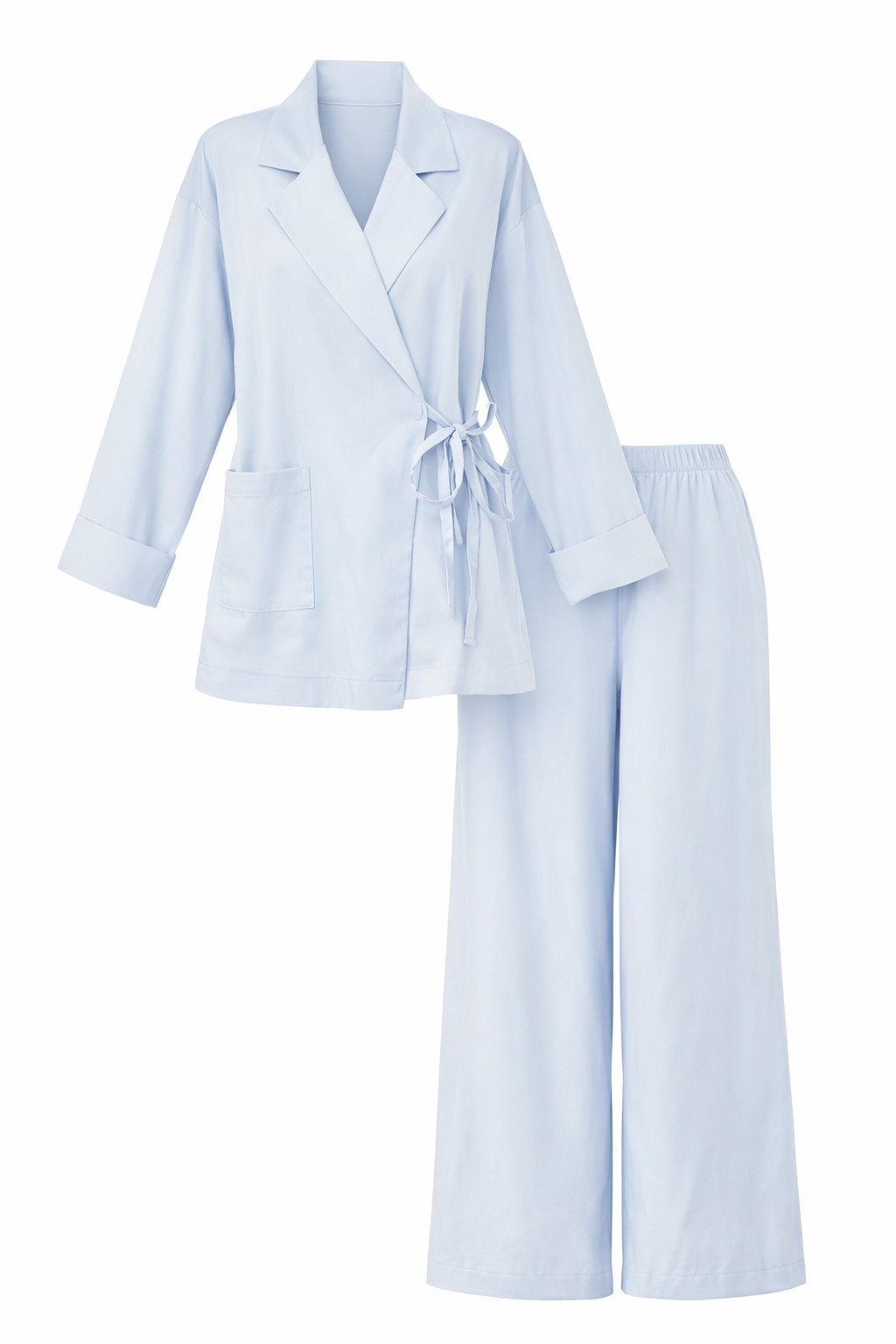 Baby Blue Modal Blazer Wrap Style Set