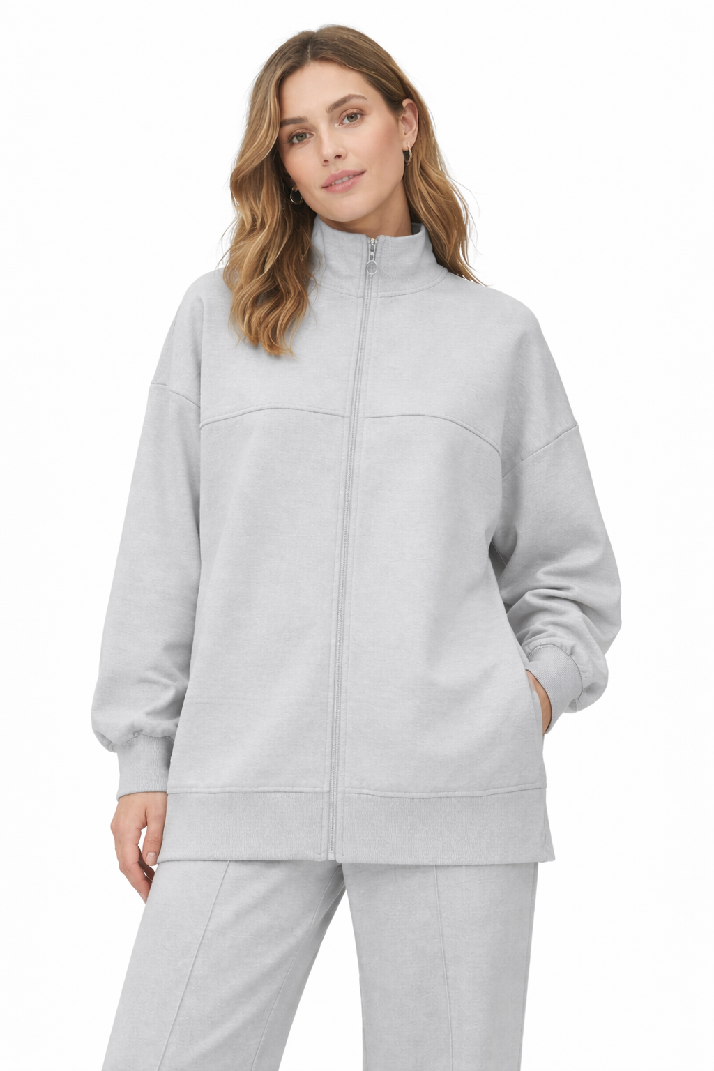 Light Grey Cotton With Zipper Set