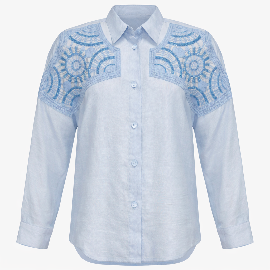 Baby Blue ELYNE SHIRT Embroidered