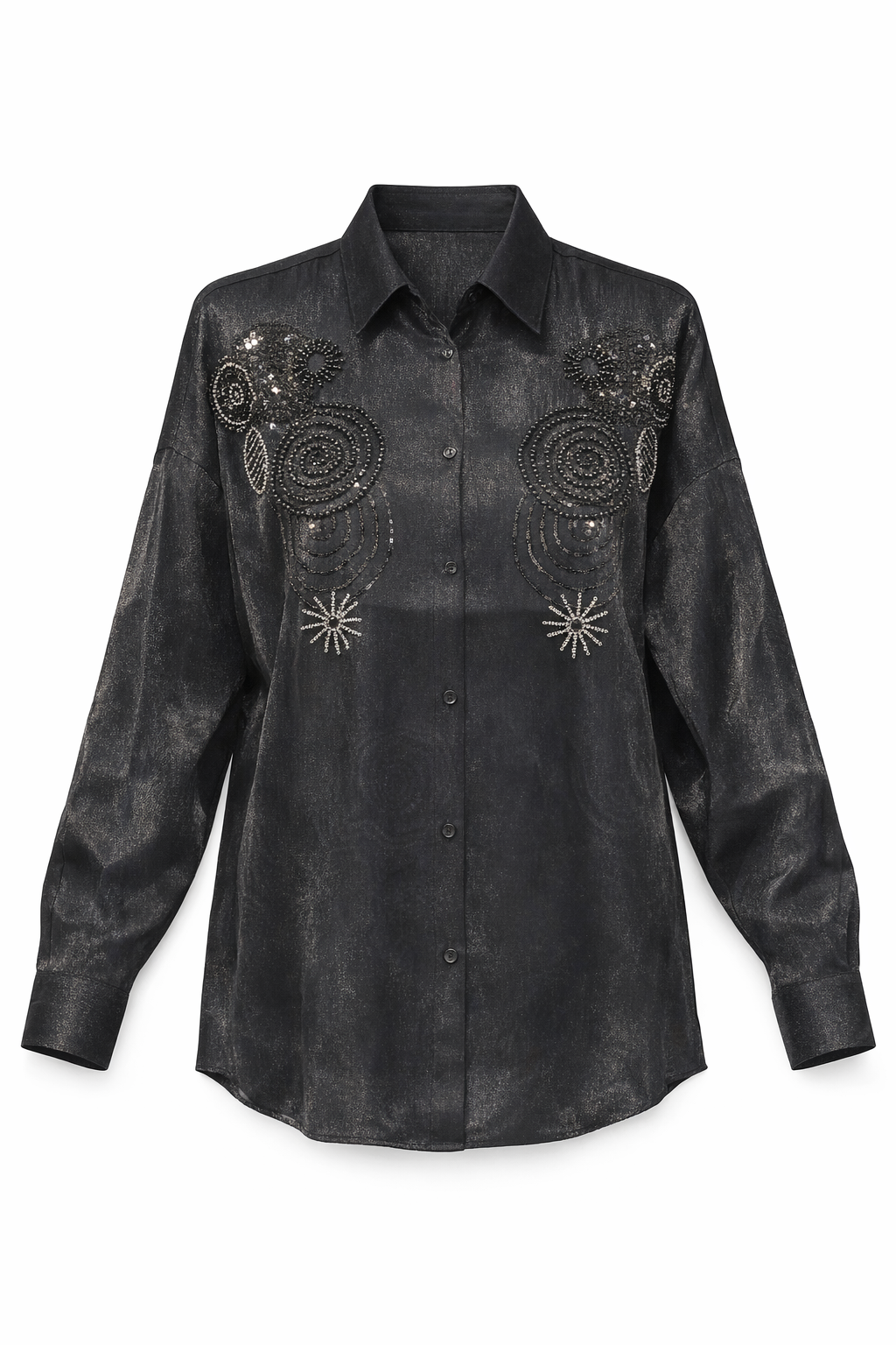 Black ELYNE SHIRT Beaded Embroidered