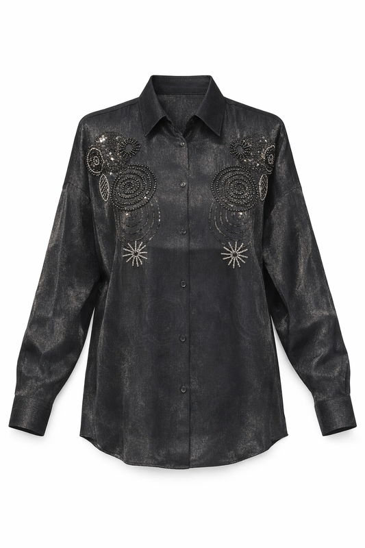Black ELYNE SHIRT Beaded Embroidered