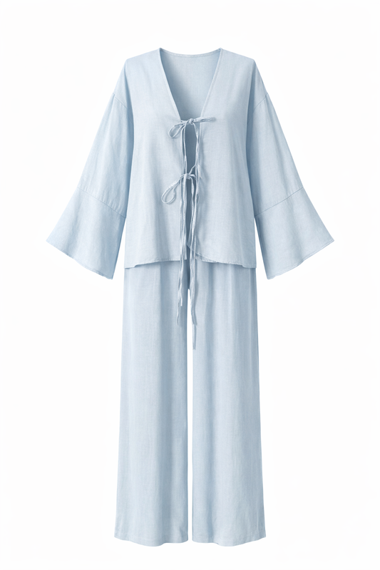 Baby Blue Wabi Style Linen Set
