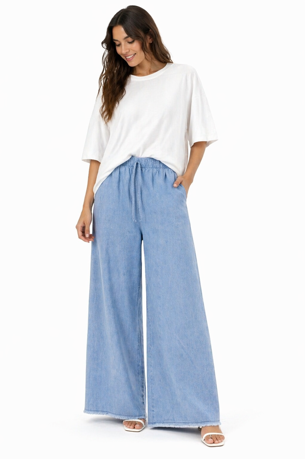 Jeans With Elastic Waiste & Pocket / 707B