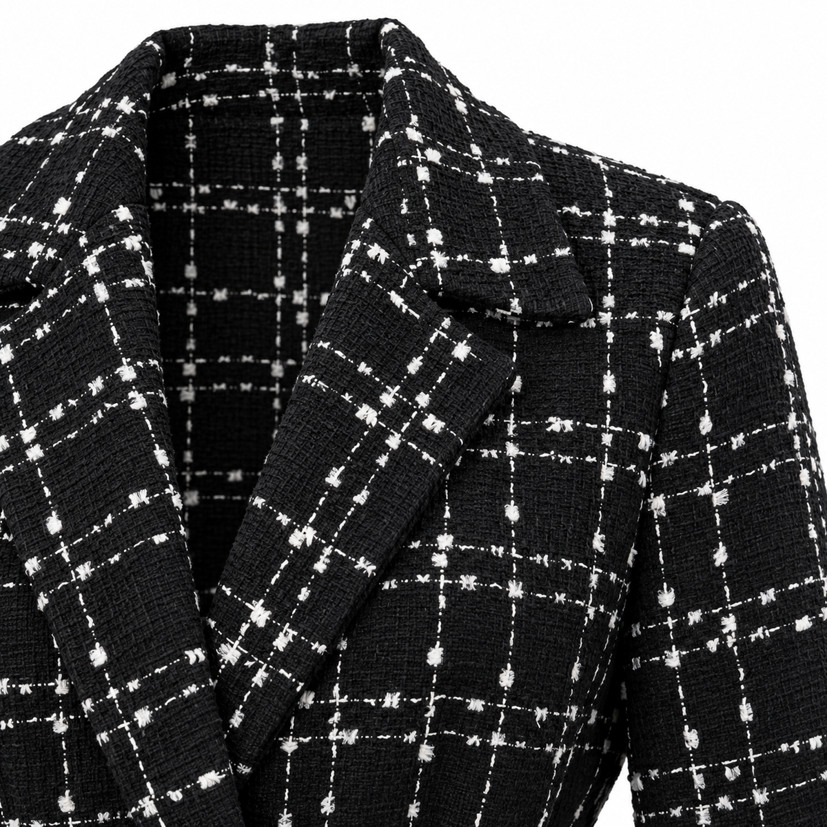 Black Elodie Belted Tweed Shirt