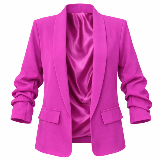 Fuchsia Rushed Sleeves Blazer