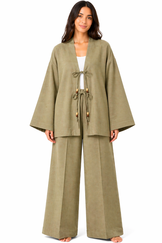 Olive Green Linen Wabi Set