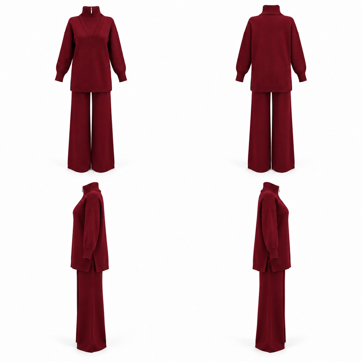 Vellora Knit Burgandy Set