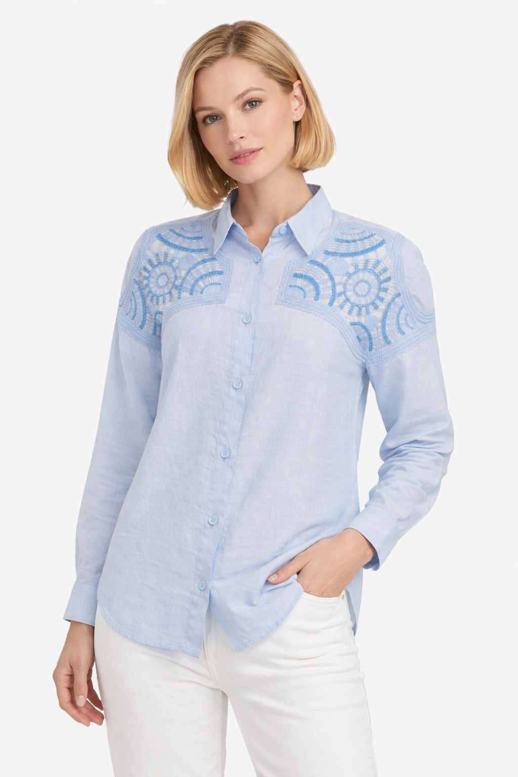 Baby Blue ELYNE SHIRT Embroidered