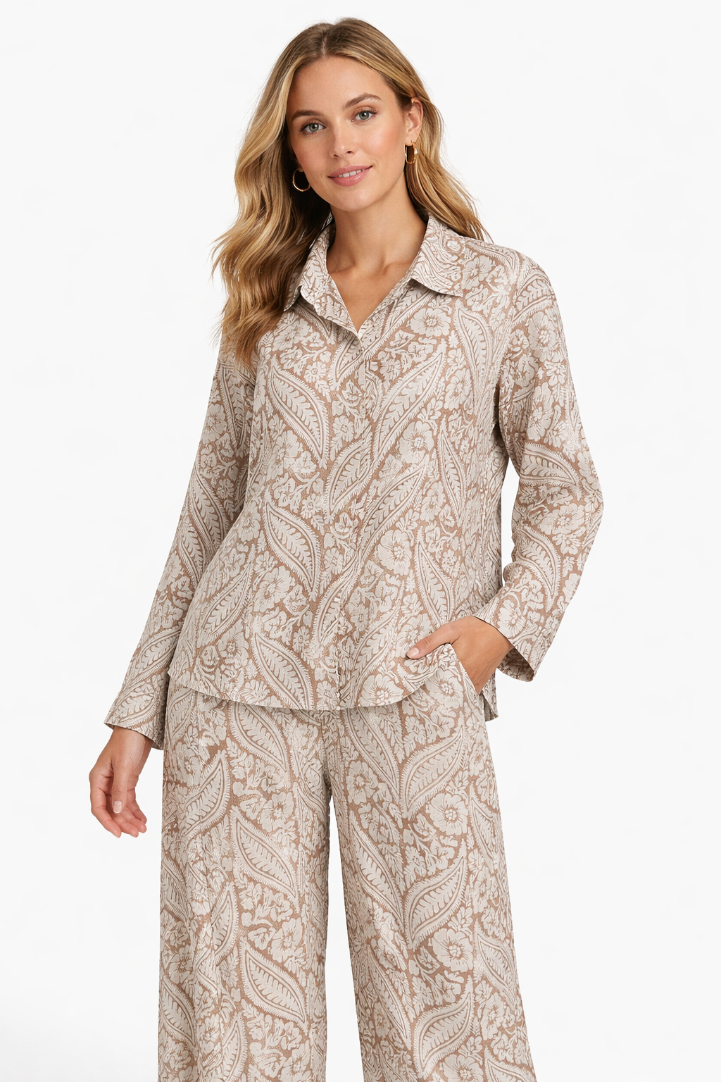 Beige Shiny Paisley Set