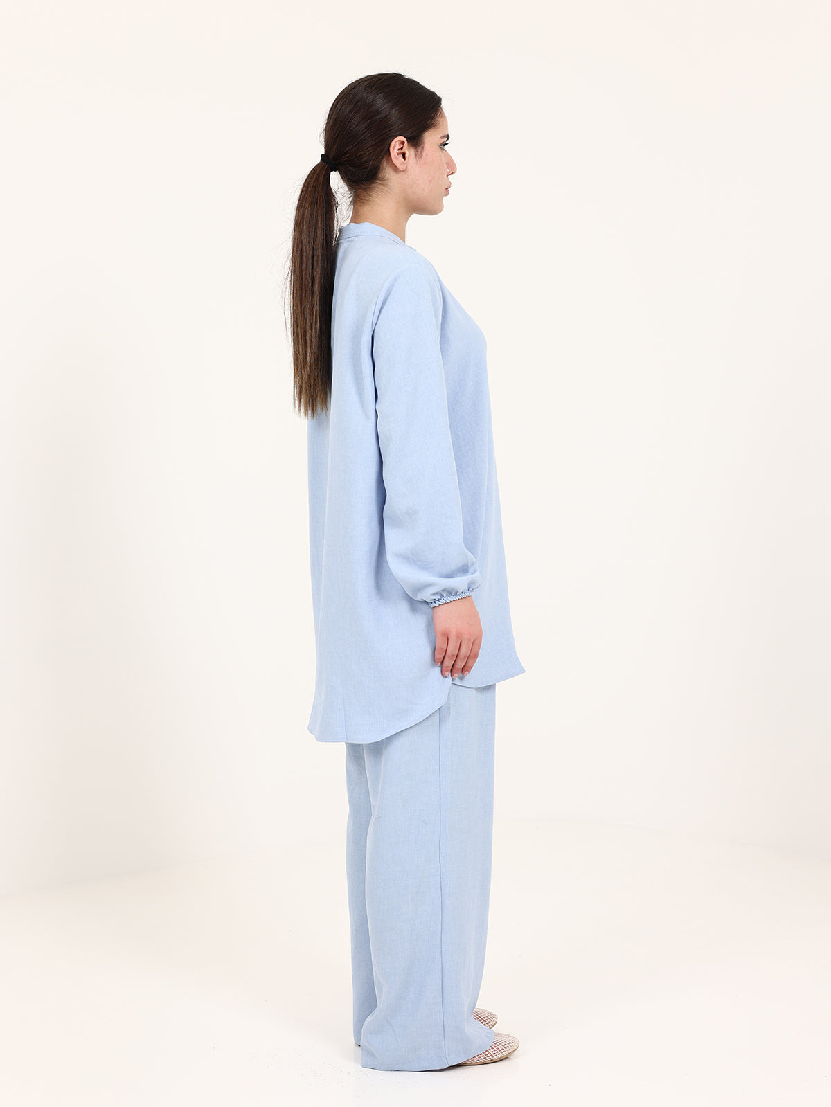 Baby Blue Linen Cotton Set