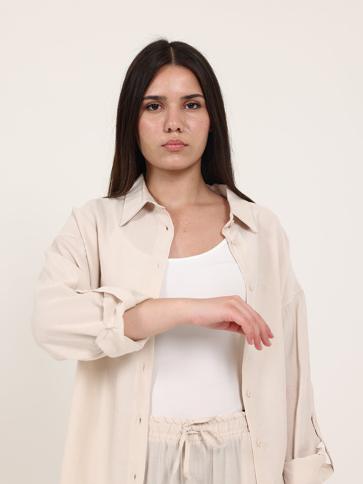 Beige High-Low Hem Modal Set