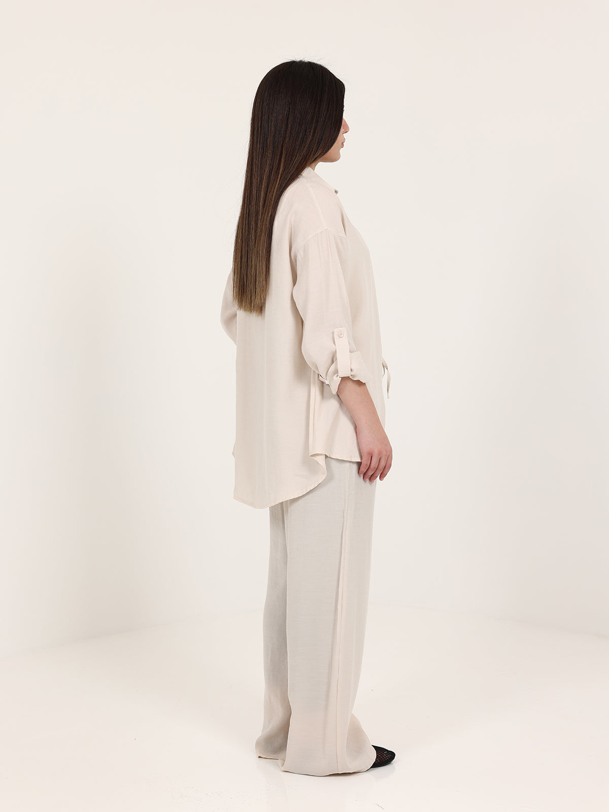 Beige High-Low Hem Modal Set