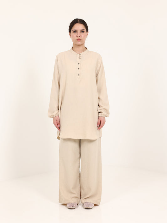 Beige Linen Cotton Set