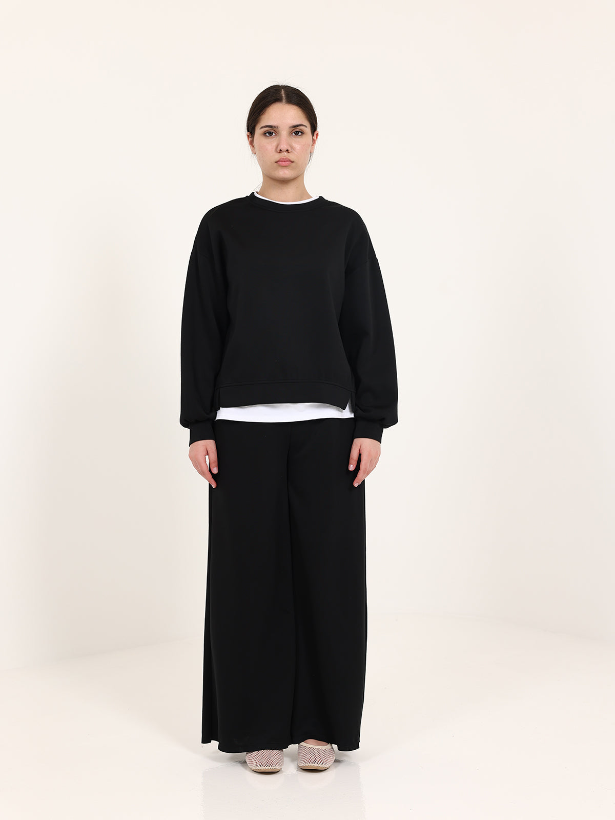 Black Cotton Plain Set with Extension