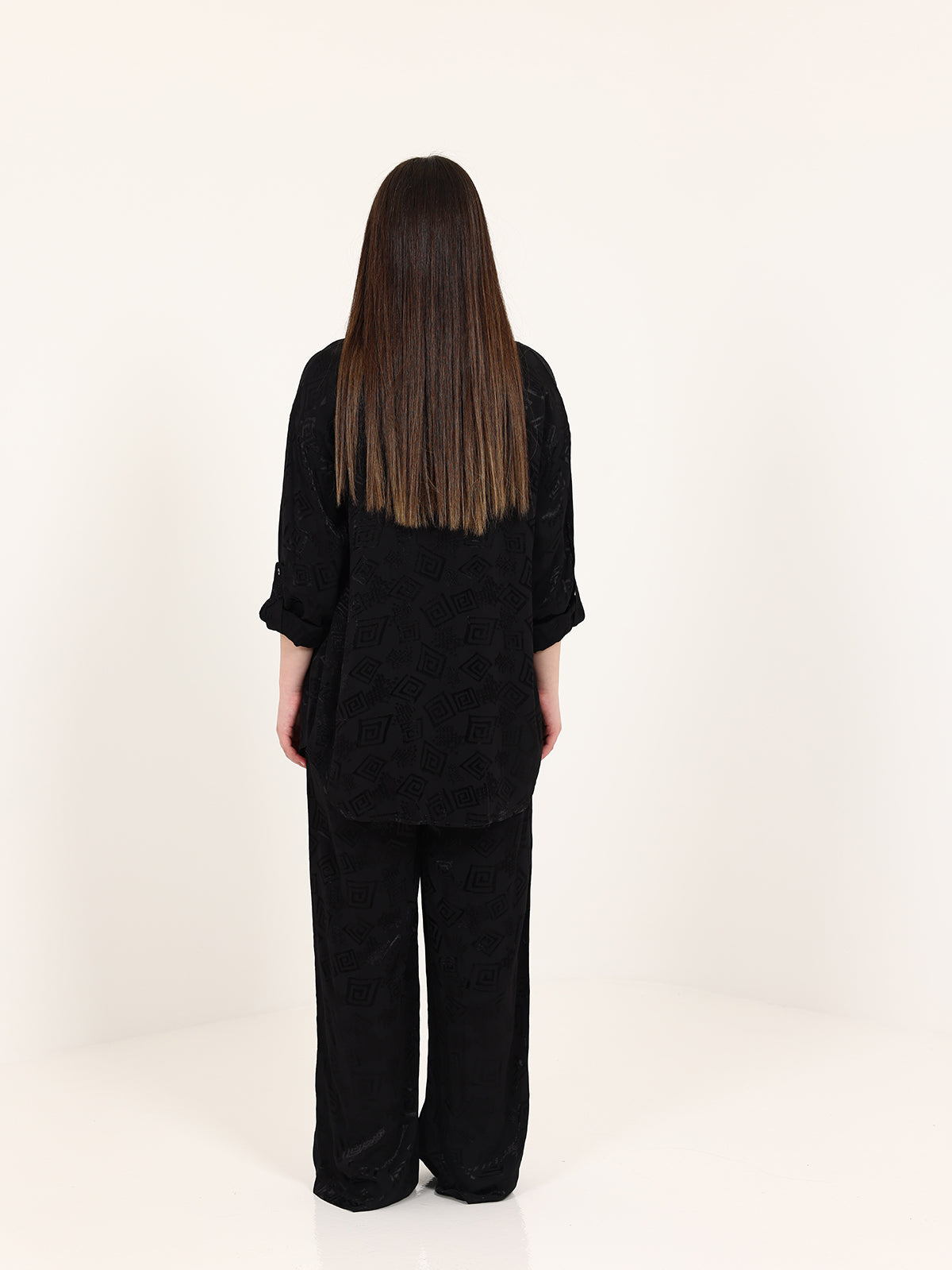 Black High-Low Hem Jacquard Versace Set