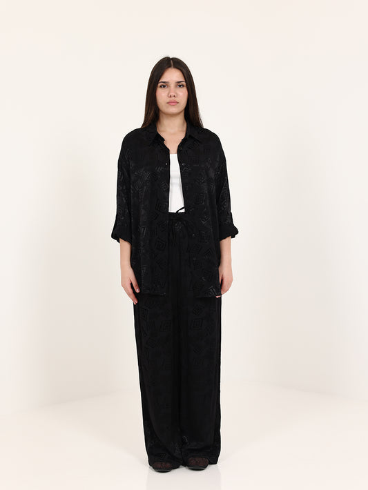 Black High-Low Hem Jacquard Versace Set