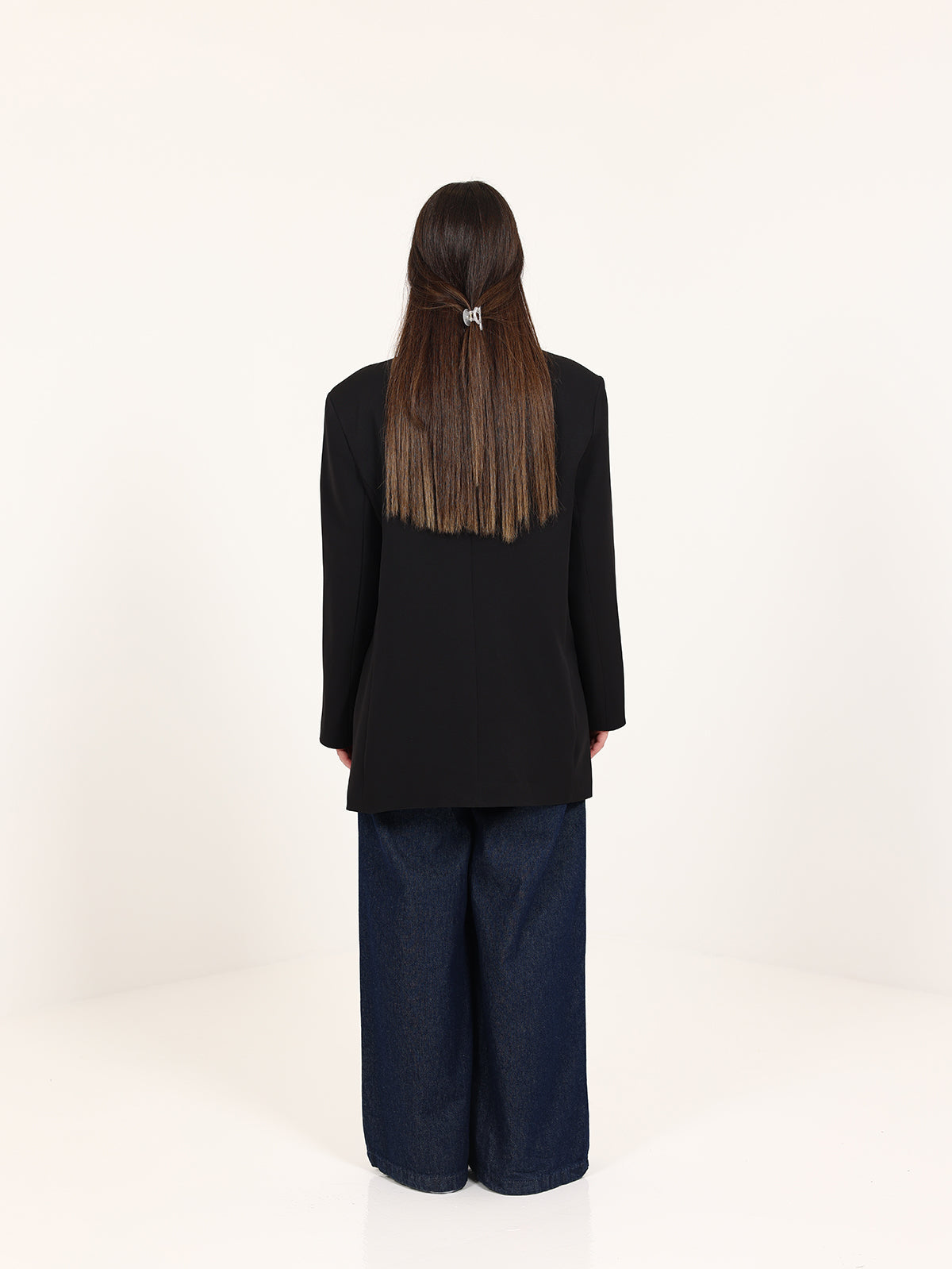 Black Left Pockets Oversized Blazer