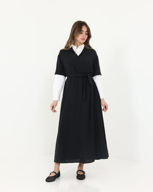 Black Modal Long Vest