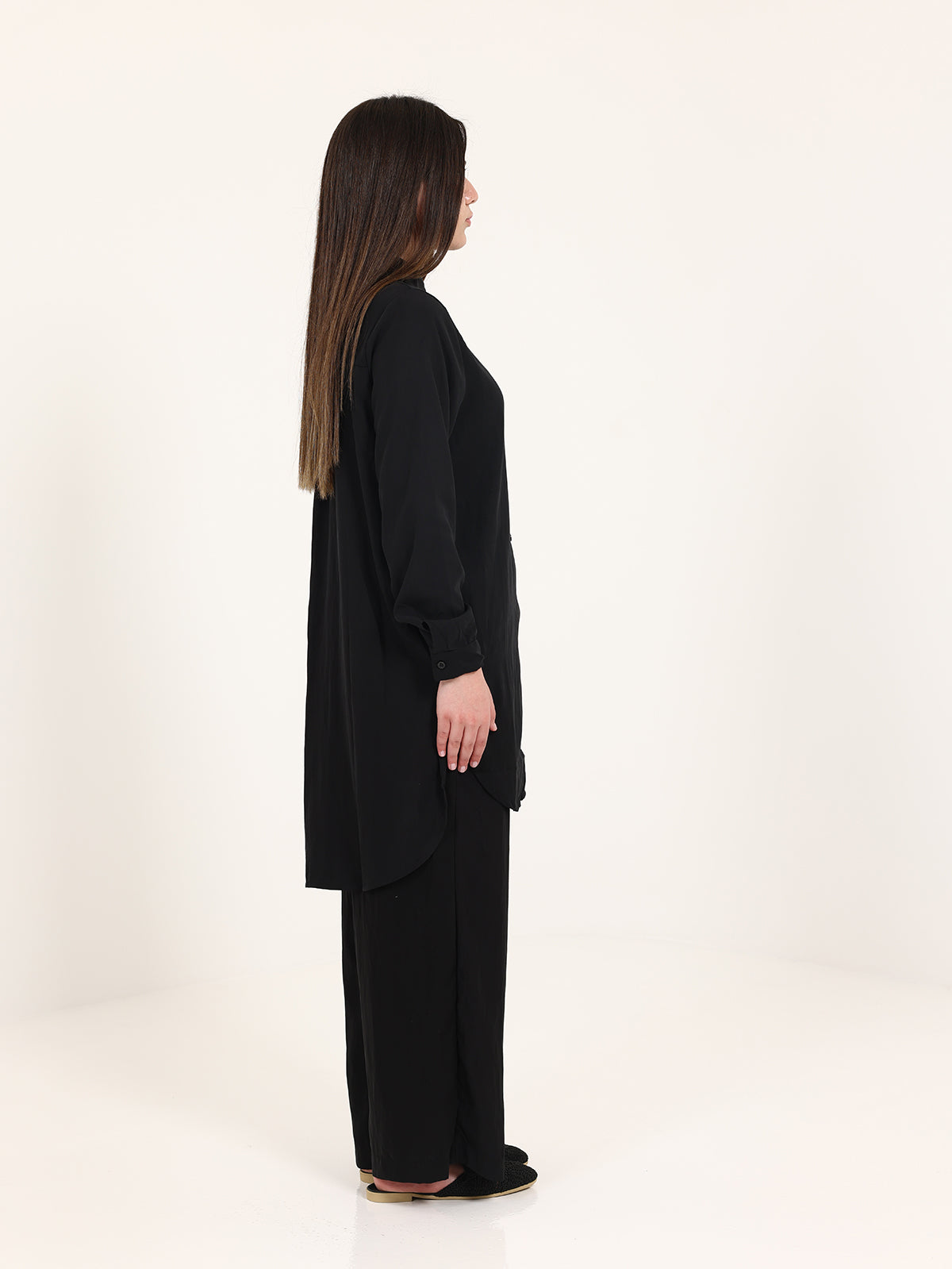 Black Modal Set with Chinese Collar