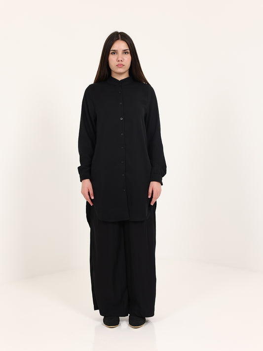 Black Modal Set with Chinese Collar