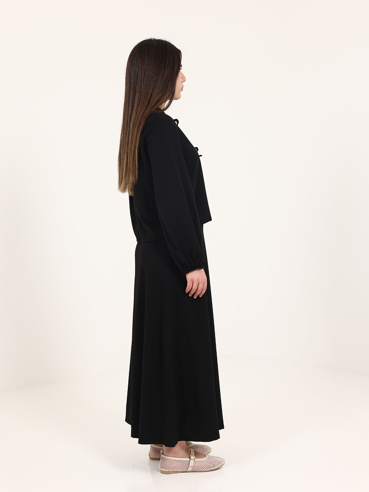 Black Ribbons Crepe Set