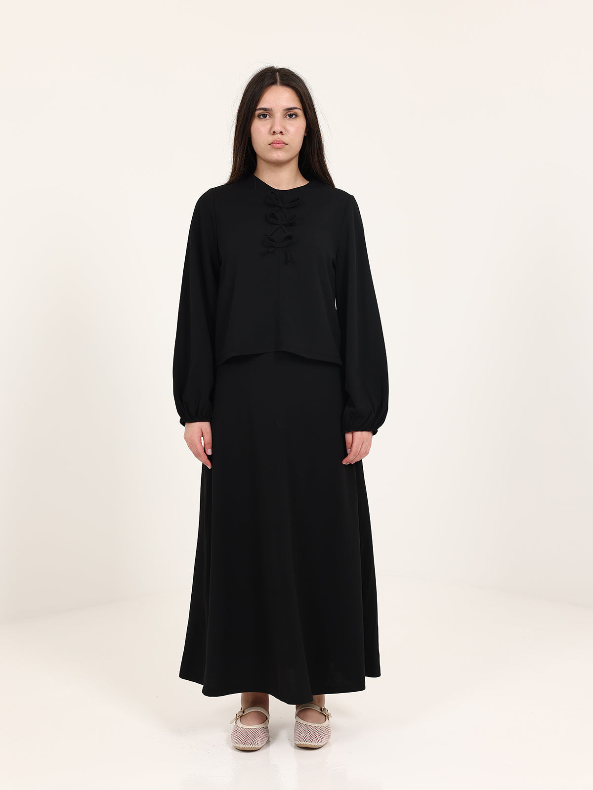 Black Ribbons Crepe Set