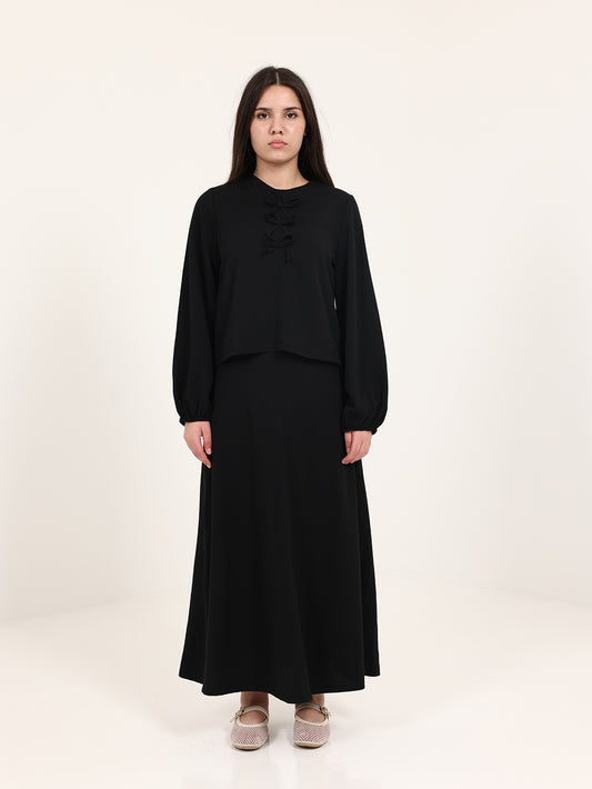 Black Ribbons Crepe Set