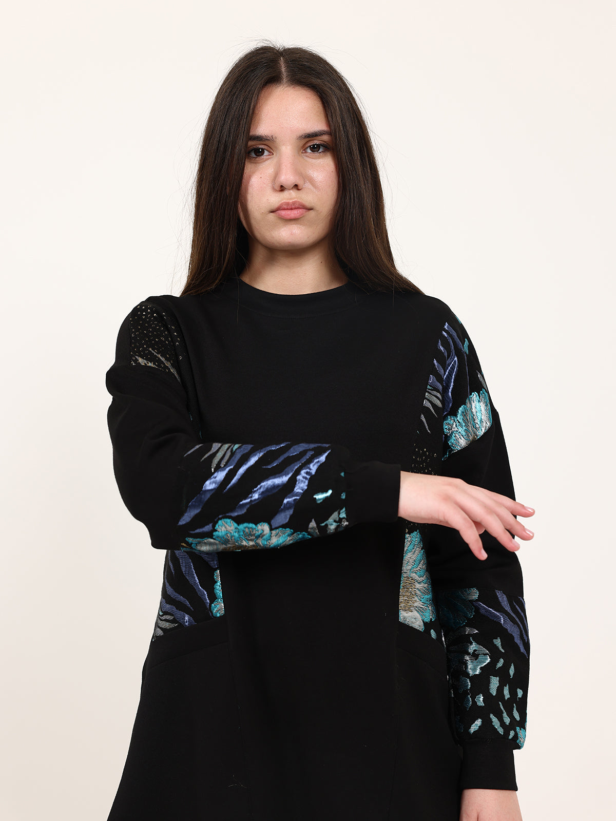 Black and Blue Lurex Cotton Set