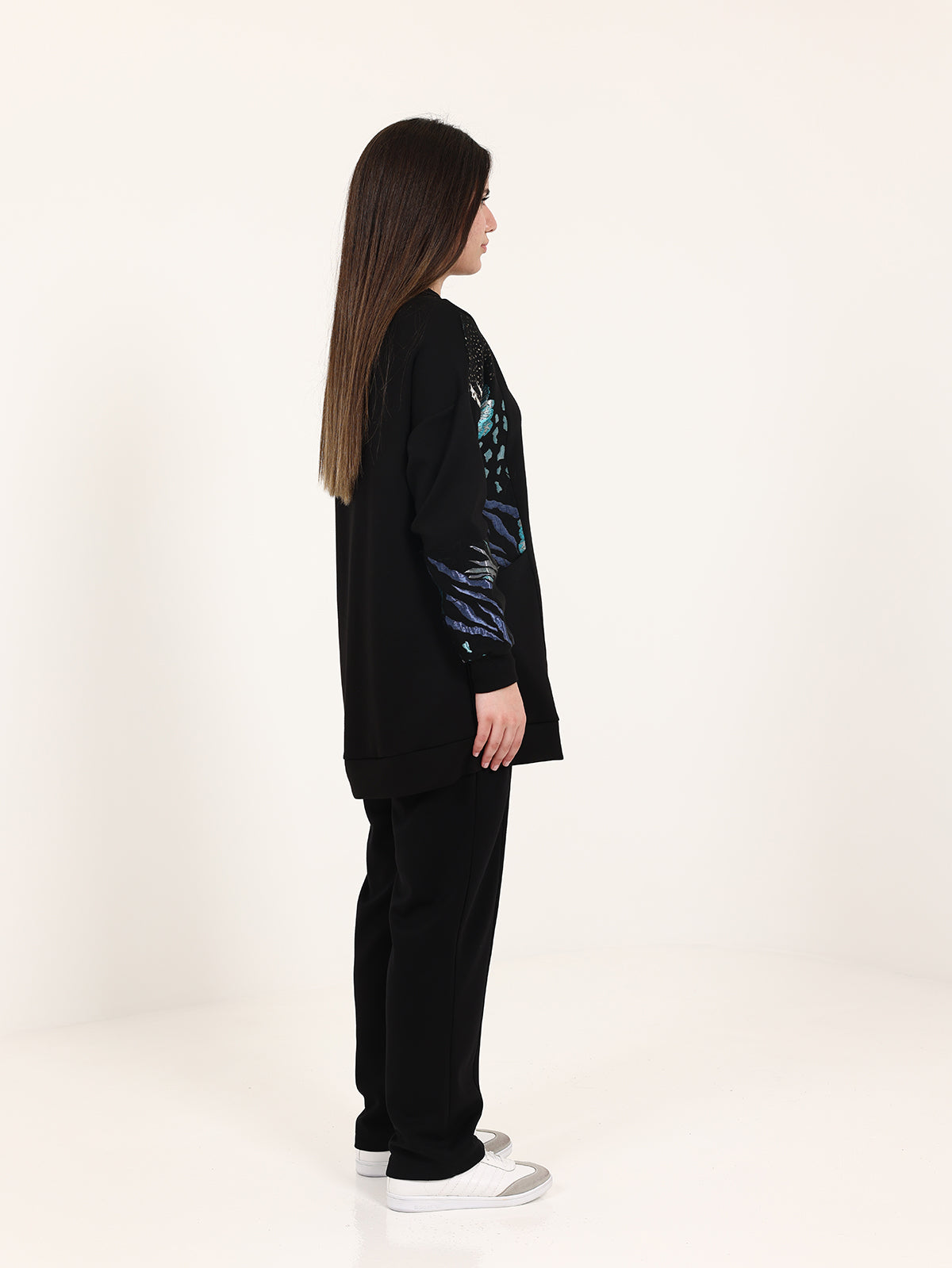 Black and Blue Lurex Cotton Set