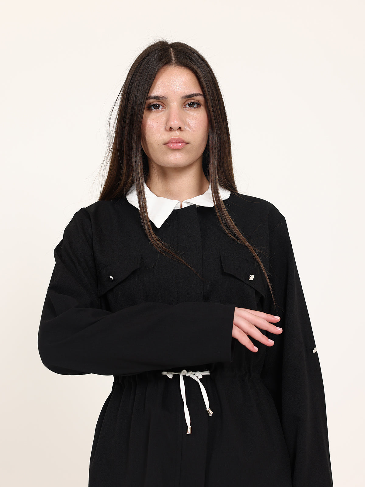 Black and White Linen Two-Colored Set with Extension