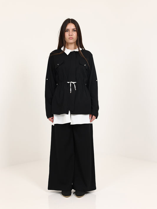 Black and White Linen Two-Colored Set with Extension