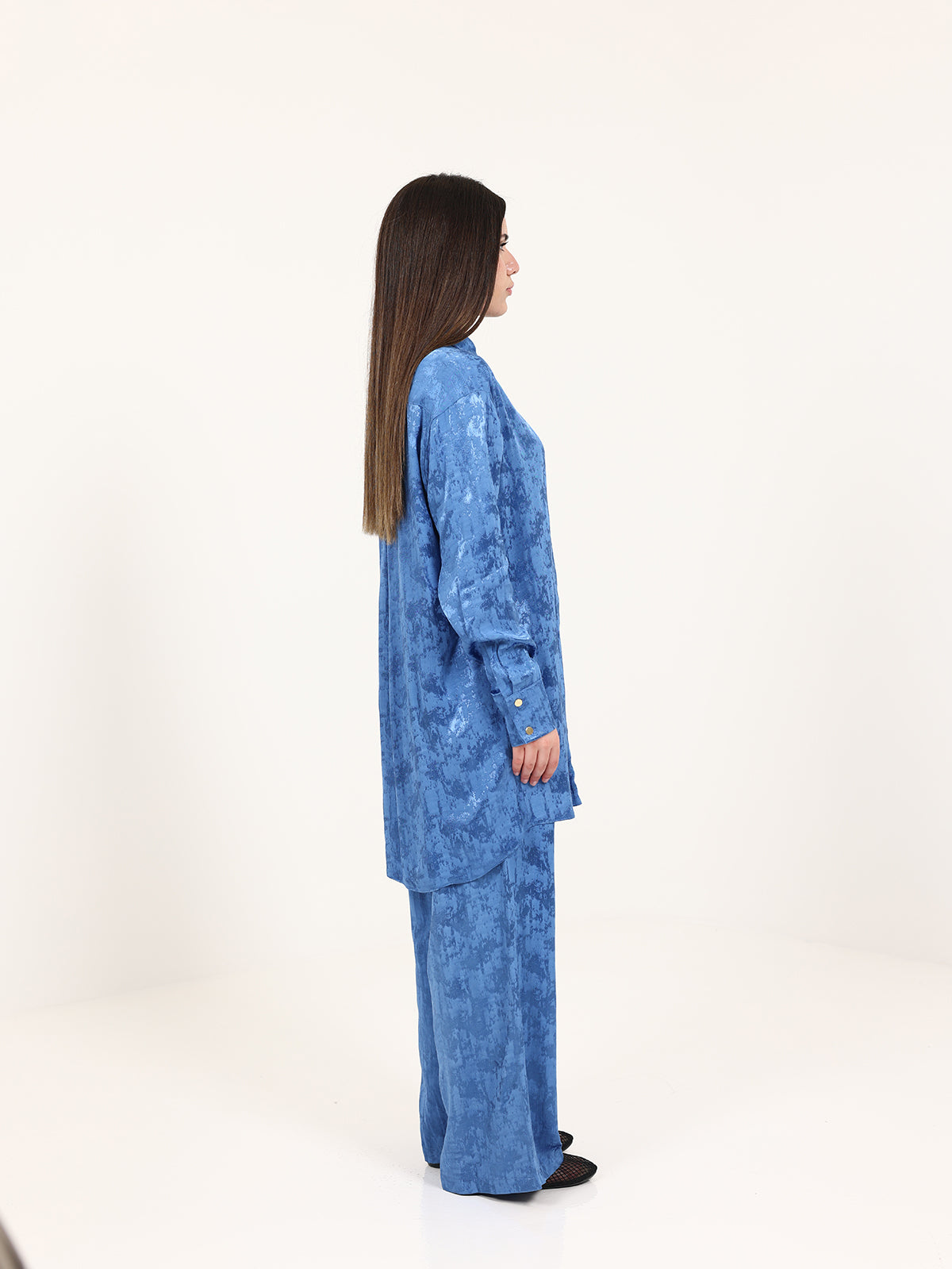 Blue Jacquard Hidden Buttons Set
