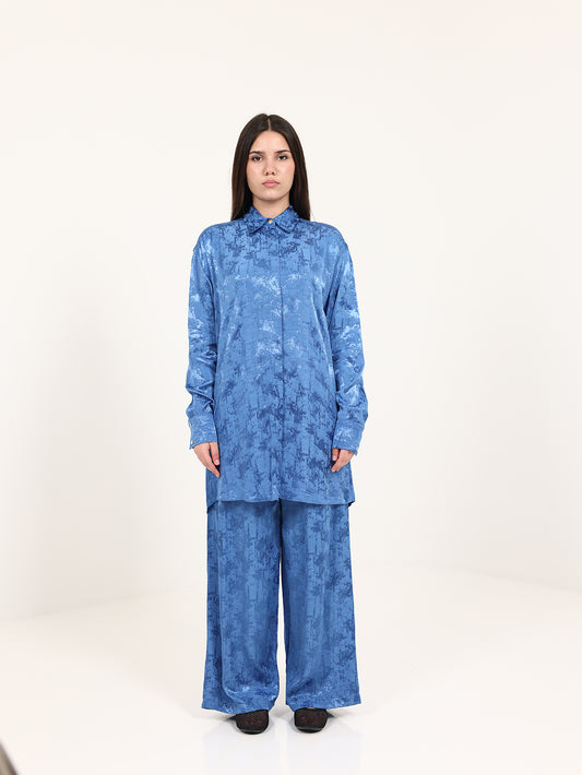 Blue Jacquard Hidden Buttons Set