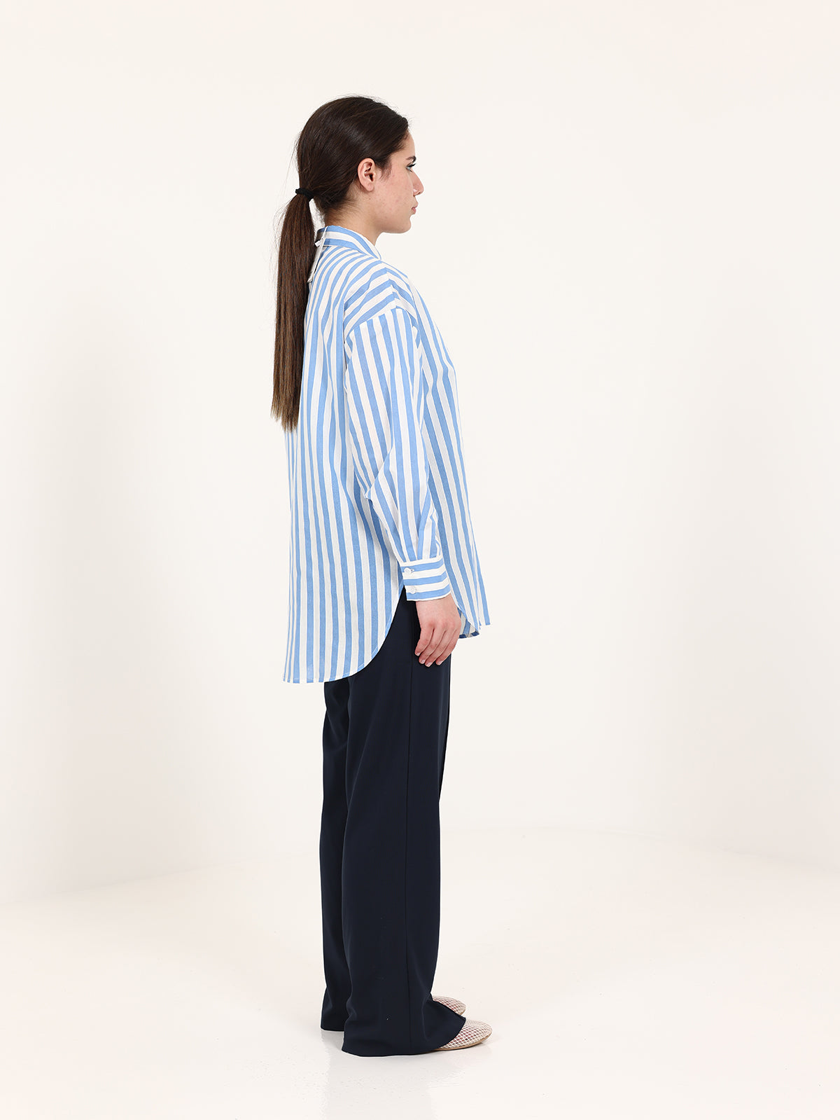 Blue Striped Shirt Set