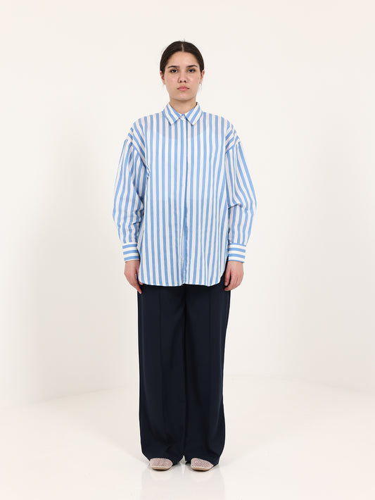 Blue Striped Shirt Set