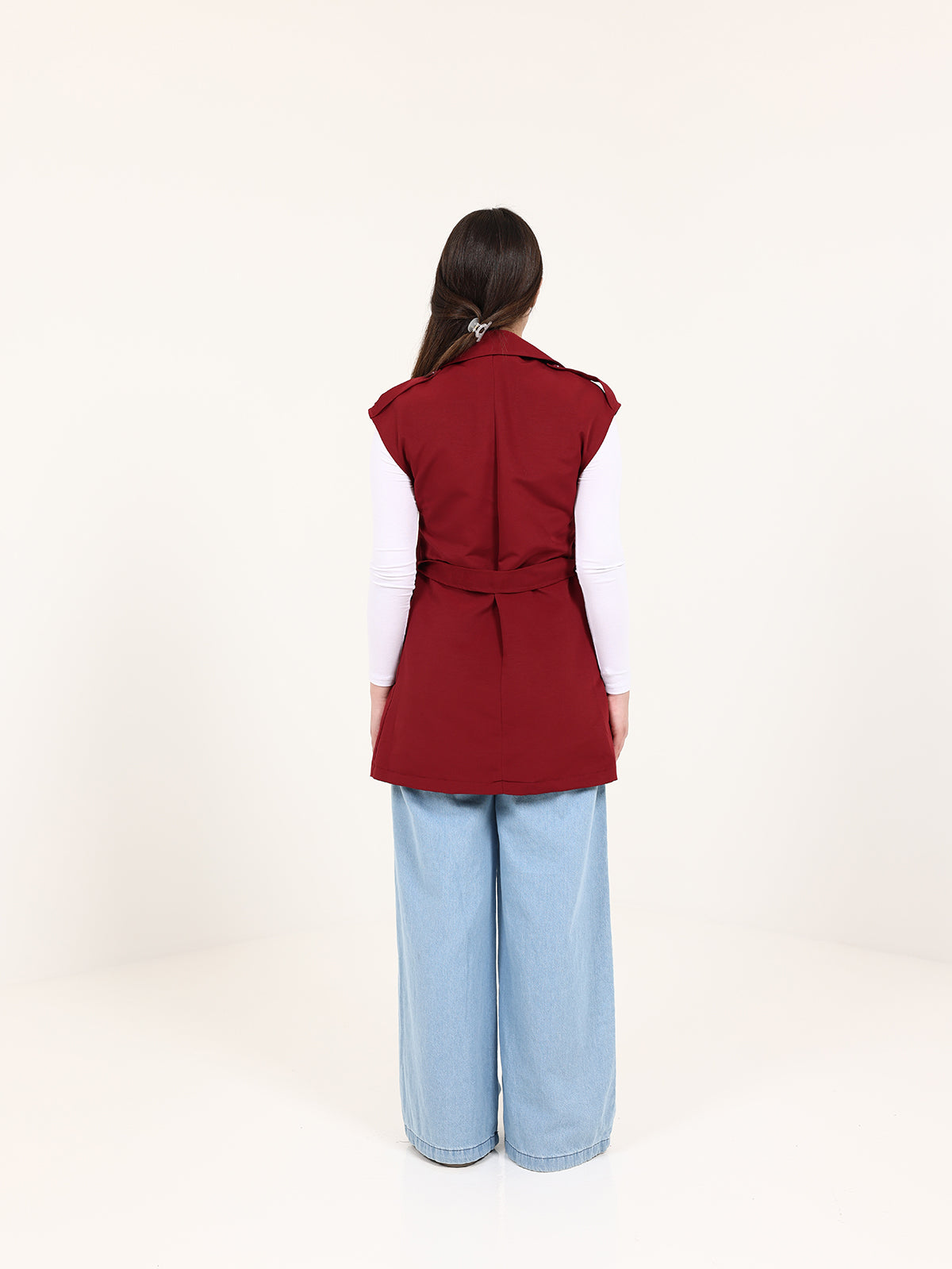 Bordeaux Double-Breasted Short Vest