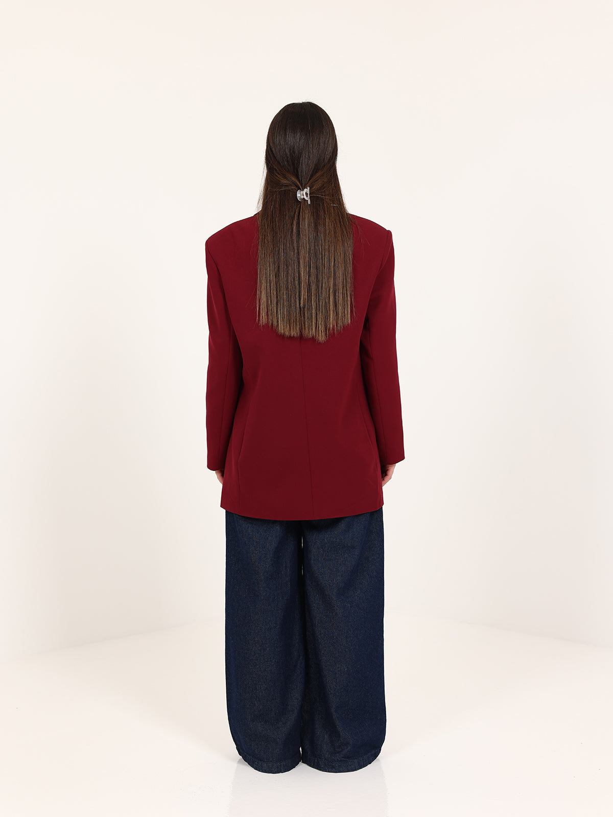 Bordeaux Left Pockets Oversized Blazer