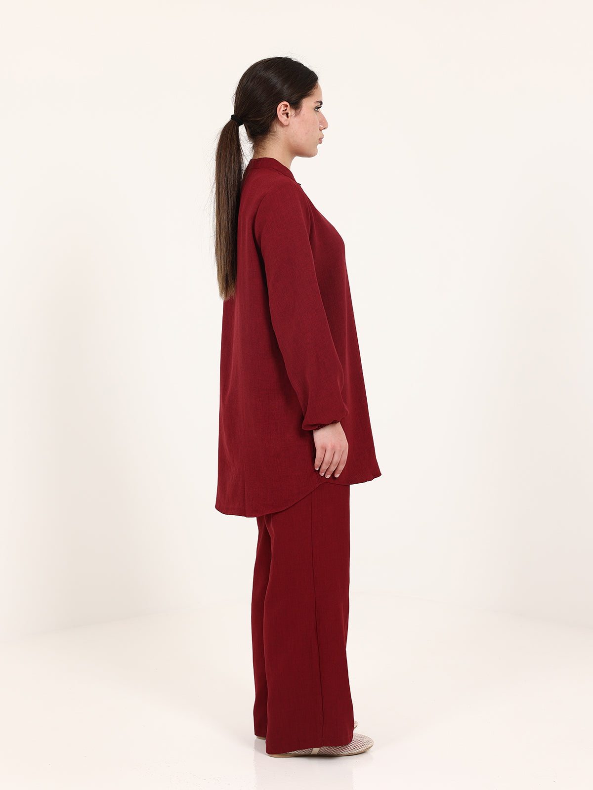 Burgundy Linen Cotton Set