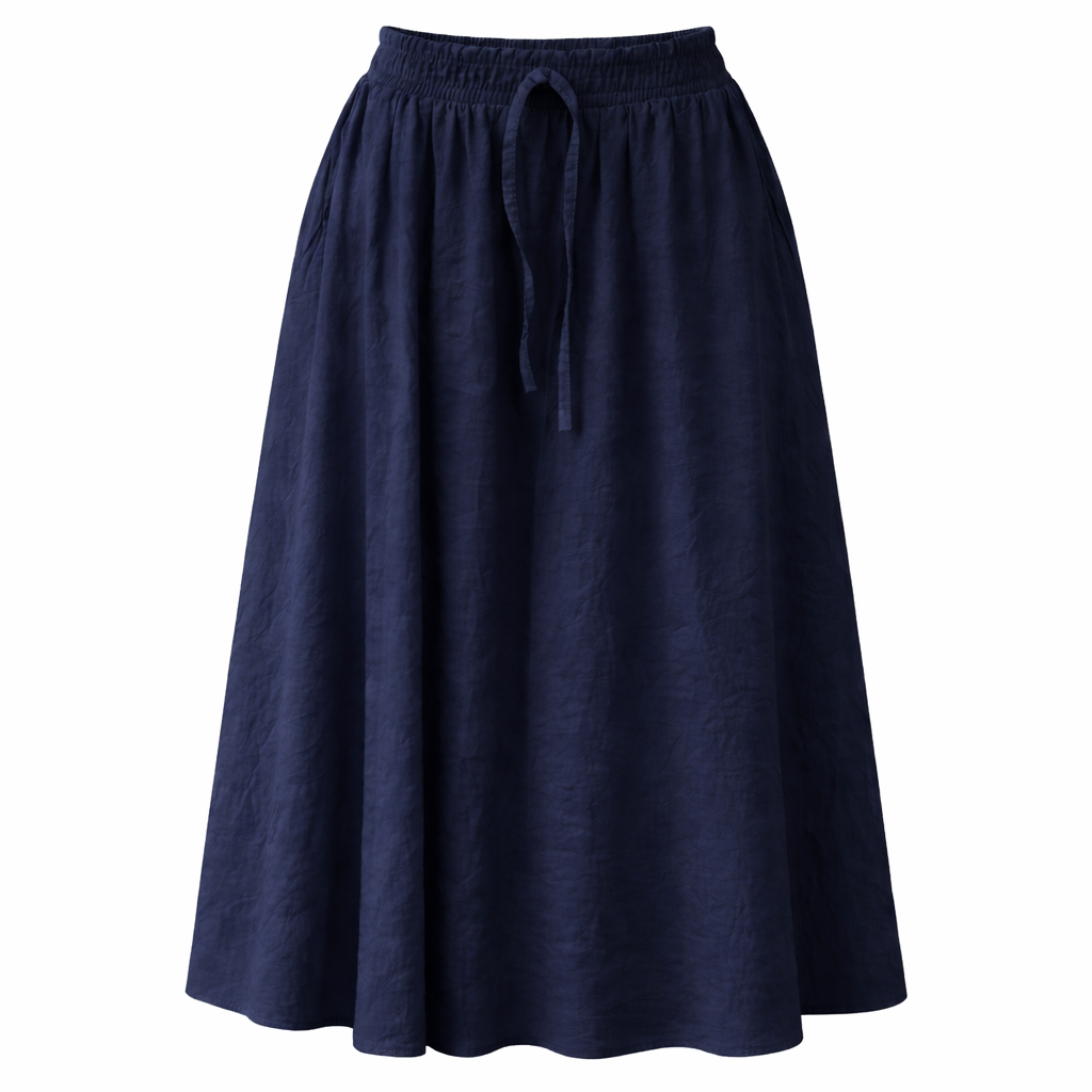 Navy Blue Wrinkled Skirt